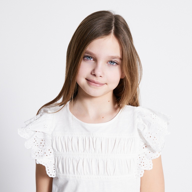 Broderie frill dress "Siv" Off white